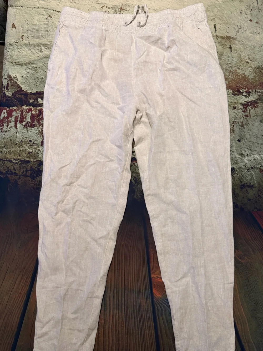 H&M Women’s Light Beige 100% Linen Chinos